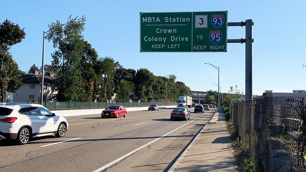 MBTA station highway sign
