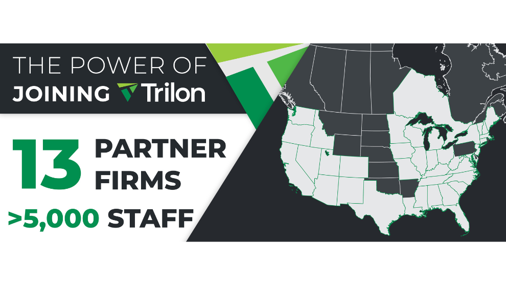 Graphic showing Trilon partner firms across the United States.