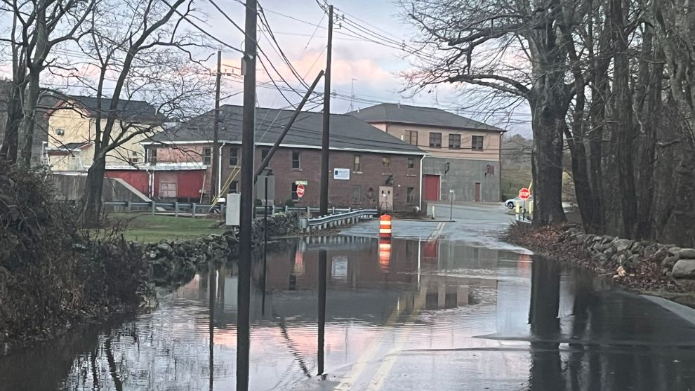 Flooded neighborhood in Mystic